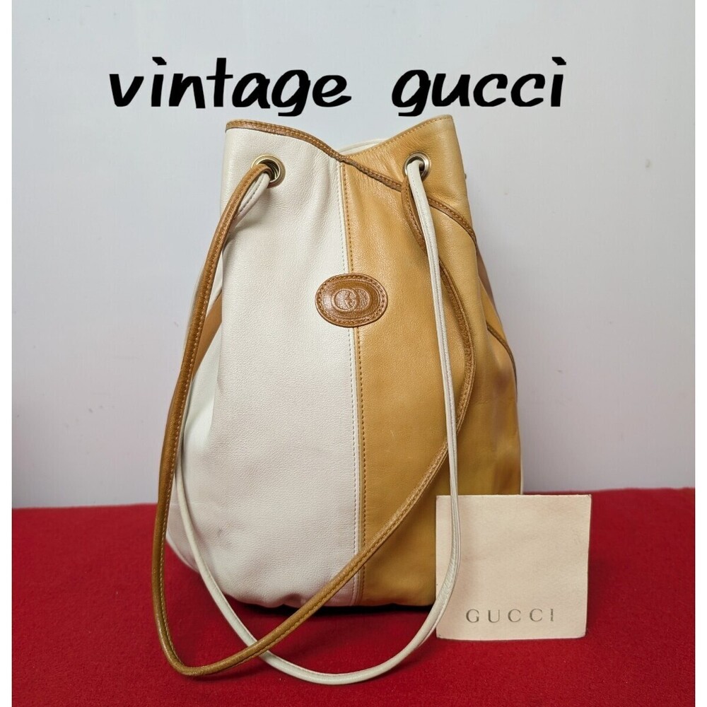 Gucci drawstring shoulder bag handbag two tone